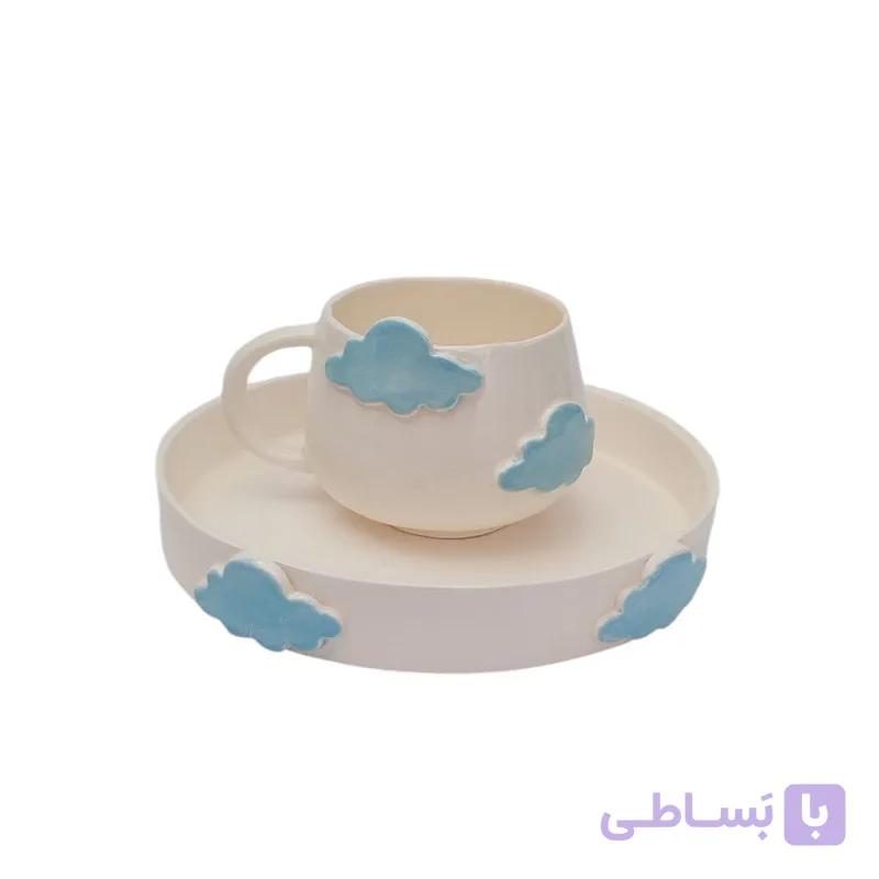 ست فنجان و بشقاب سرامیکی مدل ابر