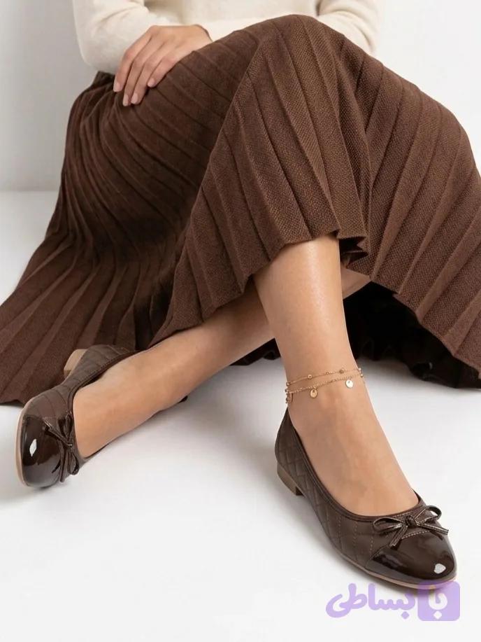 کفش بالرین زنانه عروسکی مدل لوزی شنل دوزی ورنی – تولید اختصاصی کفش سیزده خونه