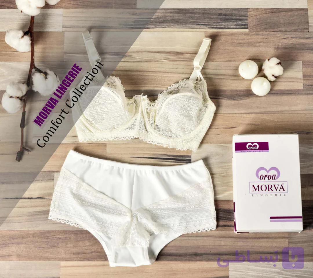 ست شورت و سوتین فنردار مروا (MORVA) کد ۳۰۵۰ کاپ D تمام دانتل اروپایی