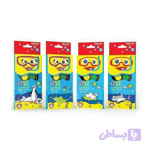 آبرنگ 12رنگ کمان کوچک 72عددی آریا کد 5008