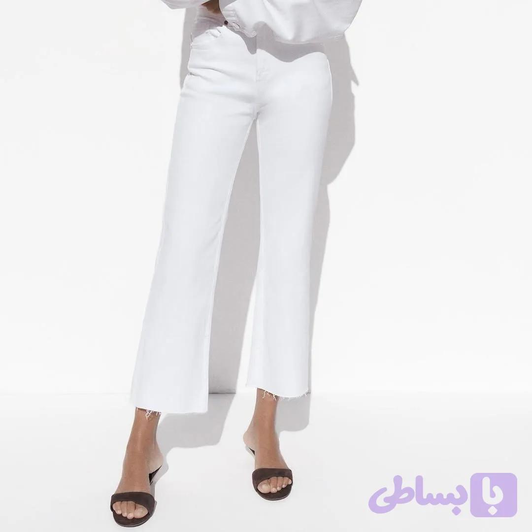 شلوار جین سفید فلر zara