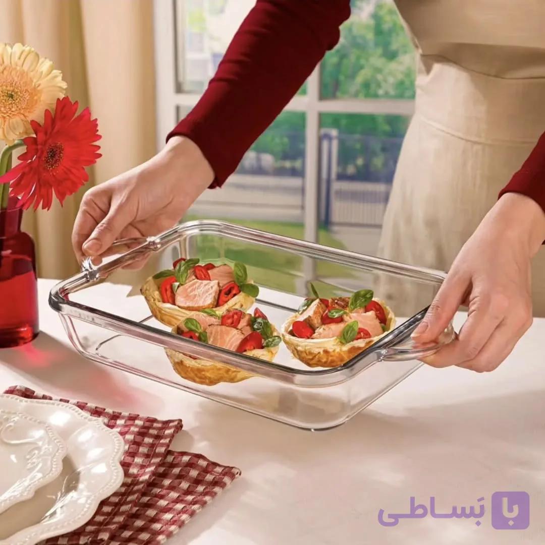 تابه سرو شیشه ای مستطیل ۲.۶۵ لیتر لیمون کد کالا 2297