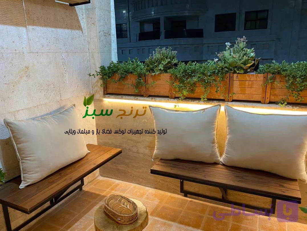 نیمکت دیواری تاشو با چوب ترموود