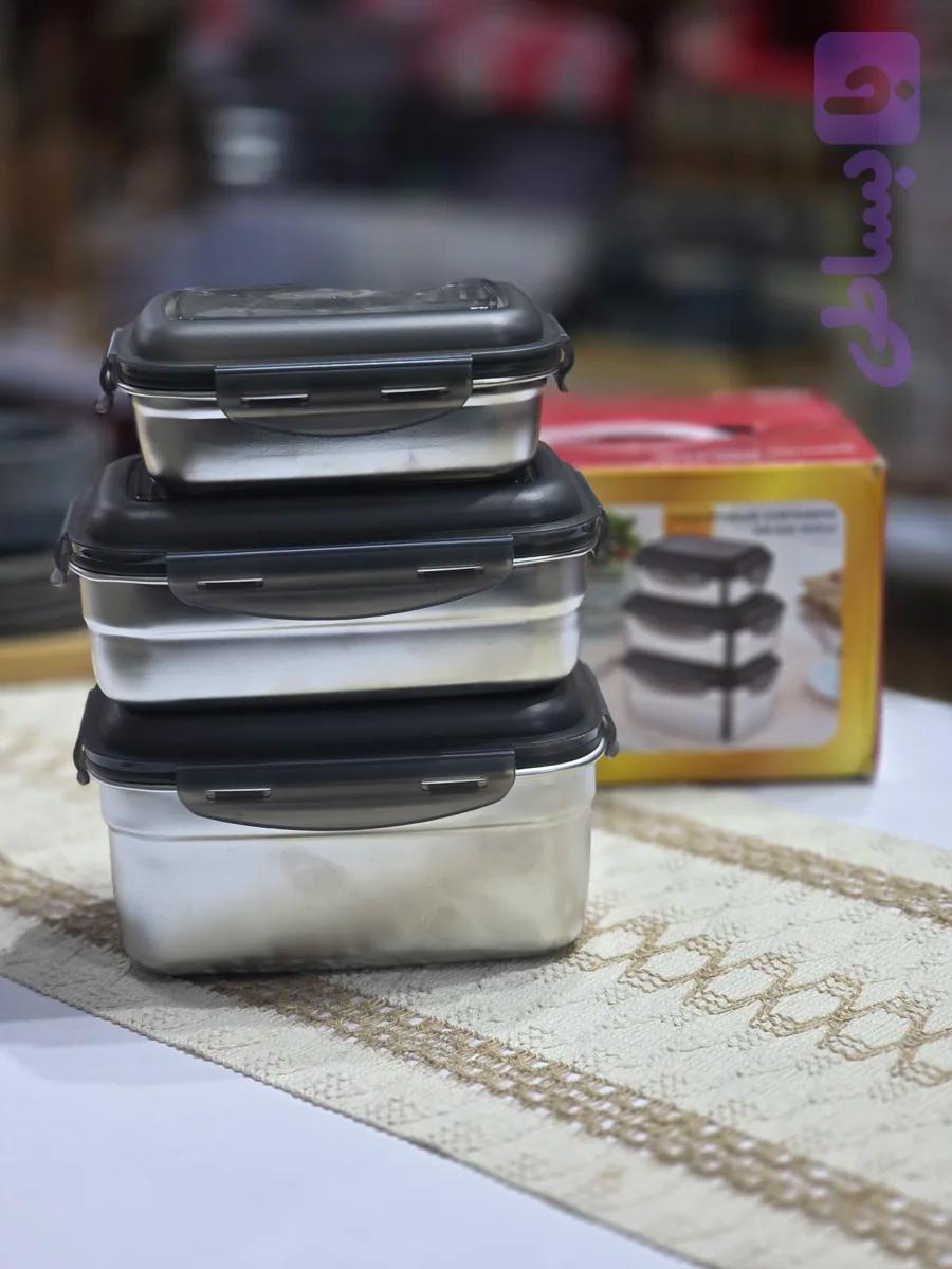 ظرف غذای استیل 3عددی یونیک