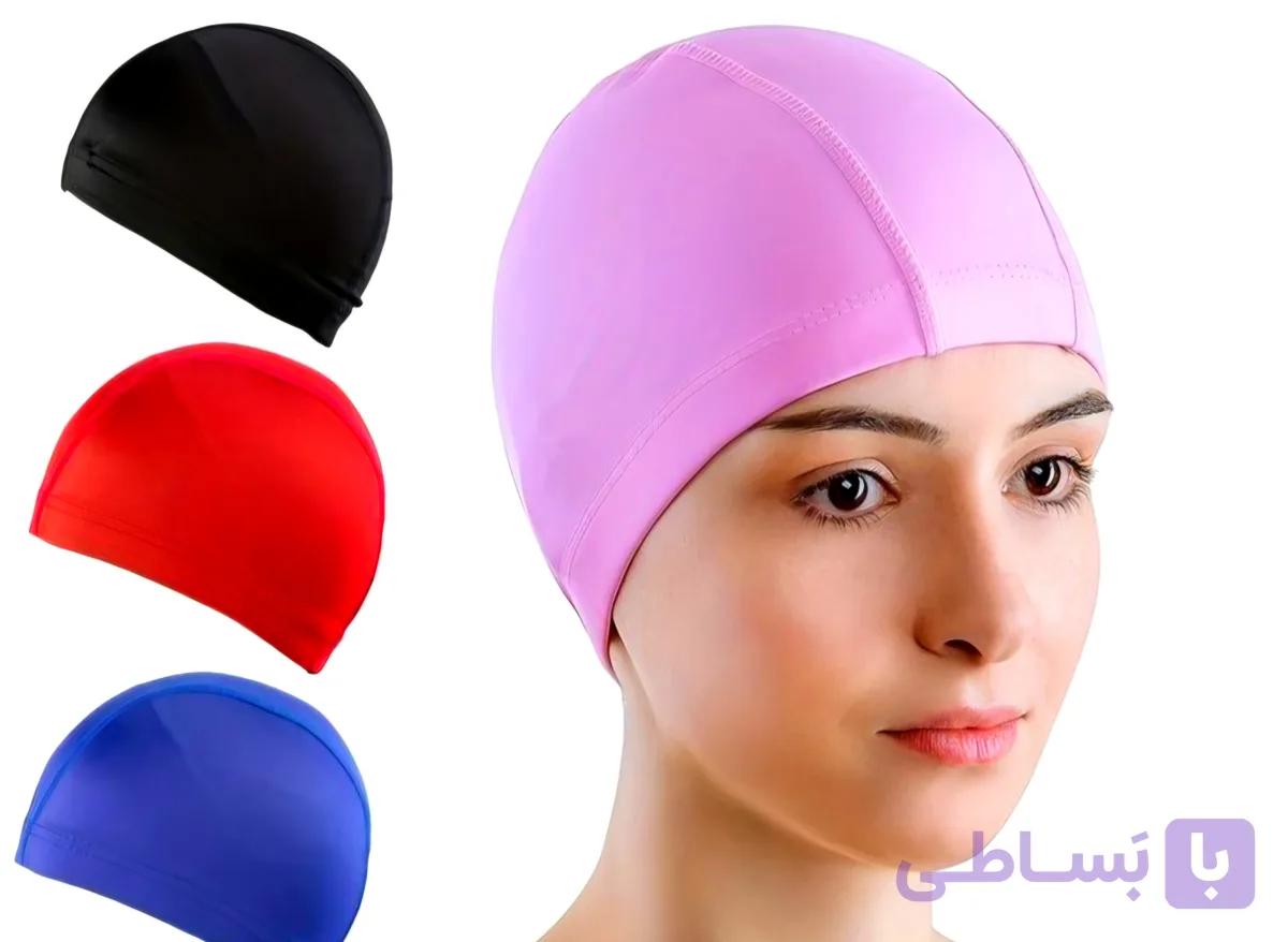 کلاه شنا پارچه ای مشکی و رنگی zx استرج تمام سنین کد۱۶۰