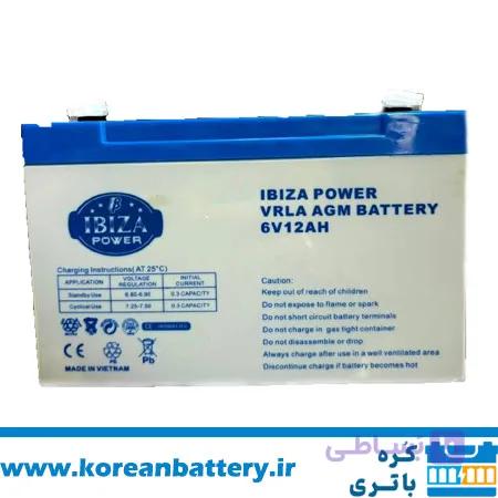 باتری ۶ ولت ۱۲ امپر ماشین شارژی کودک ایبیزا بدون احتساب تحویل باتری فرسوده