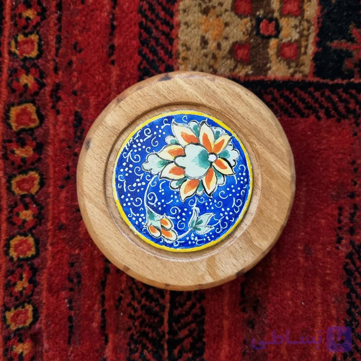 آینه جیبی میناکاری چوبی