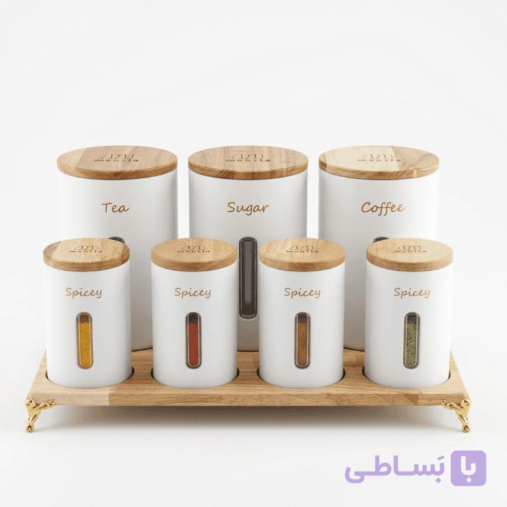 سرویس پاسماوری 8 پارچه منتیا با درب چوبی کد 2304 — تصویر 1