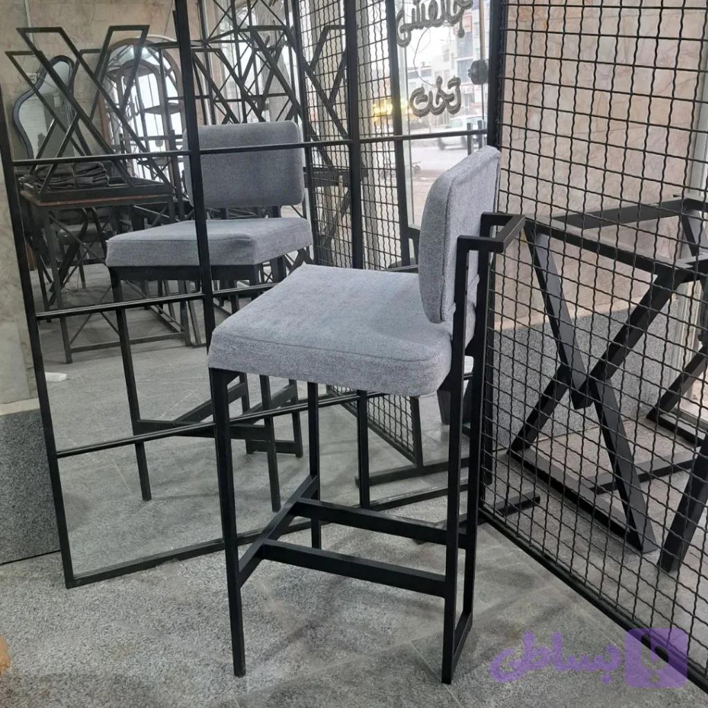 صندلی اپن پایه بلند (طرح چوب و فلز)