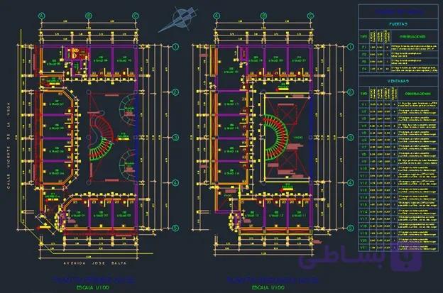 پروژه معماری مرکز خرید دوطبقه dwg