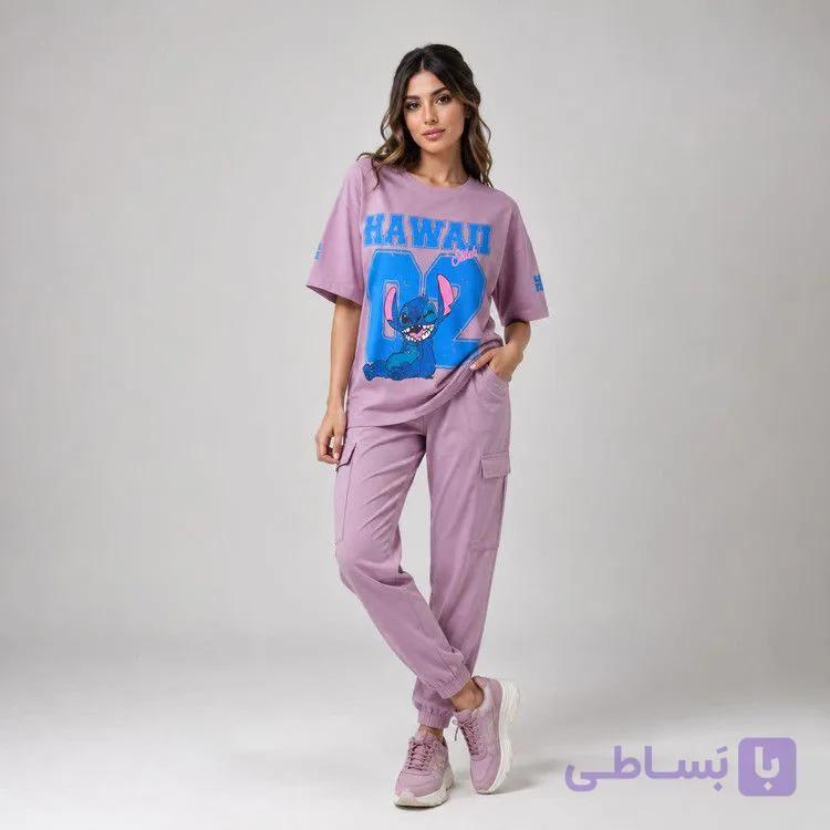 تیشرت باکسی دخترانه مدل Hawaii stich رنگبندی متنوع