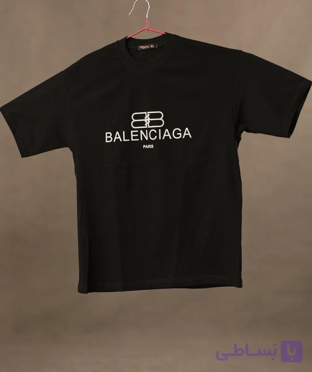 تیشرت ضمانتی پارچه ماکان پنبه طرح (Balenciaga Paris) رنگ مشکی / تخفیف ویژه