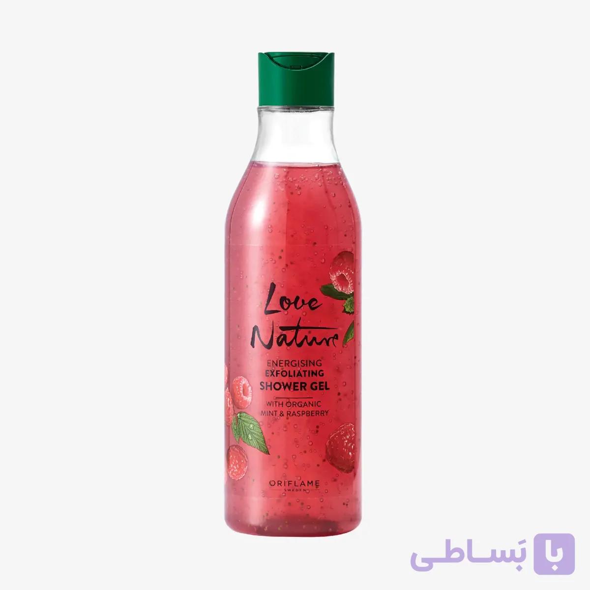 ژل شستشوی بدن لایه‌بردار و انرژی‌بخش لاو نیچر حاوی نعناع و تمشک ارگانیک — تصویر 1