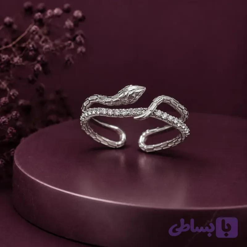 انگشتر نقره زنانه طرح مار بولگاری — تصویر 1