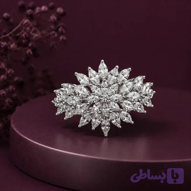 انگشتر نقره زنانه امپریال طرح گل مارکیز — تصویر 1