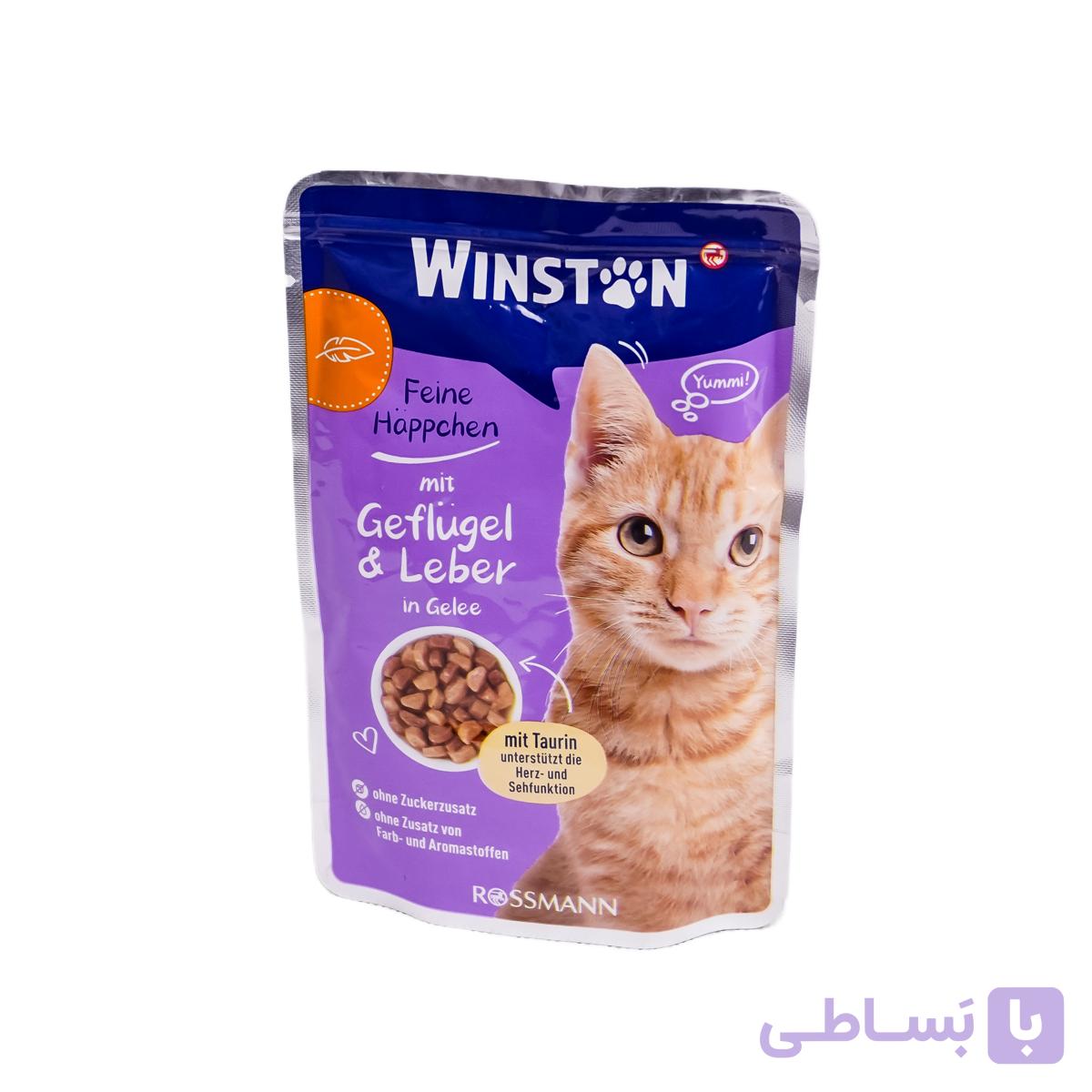 پوچ گربه وینستون با طعم جگر مرغ وزن 100 گرم — تصویر 1