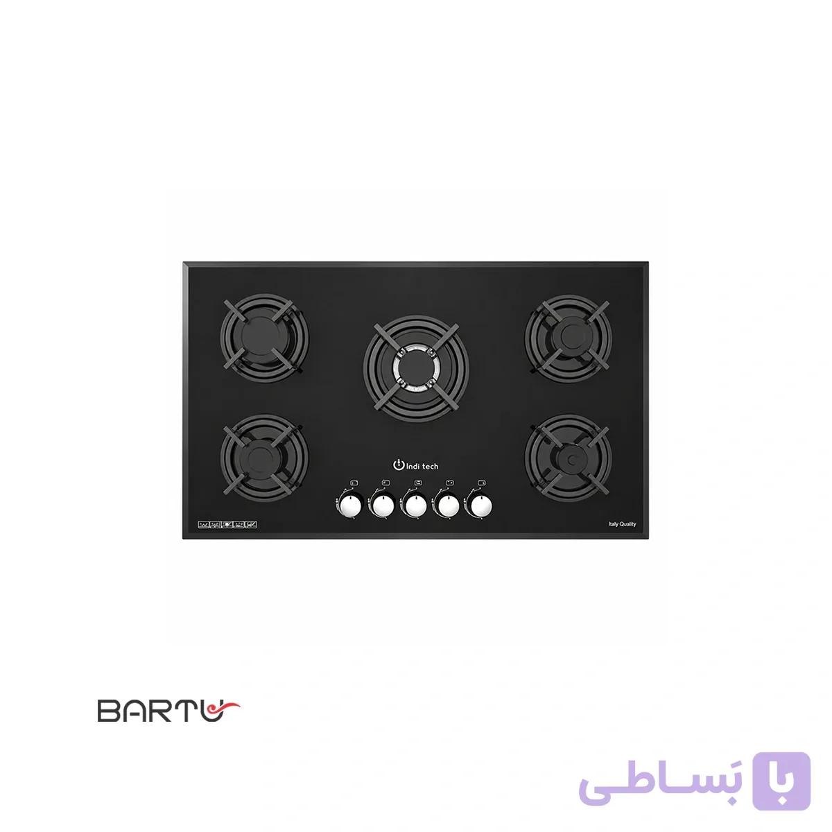 اجاق گاز شیشه ای رومیزی 5 شعله ایندی تک مدل ITG-501 — تصویر 1