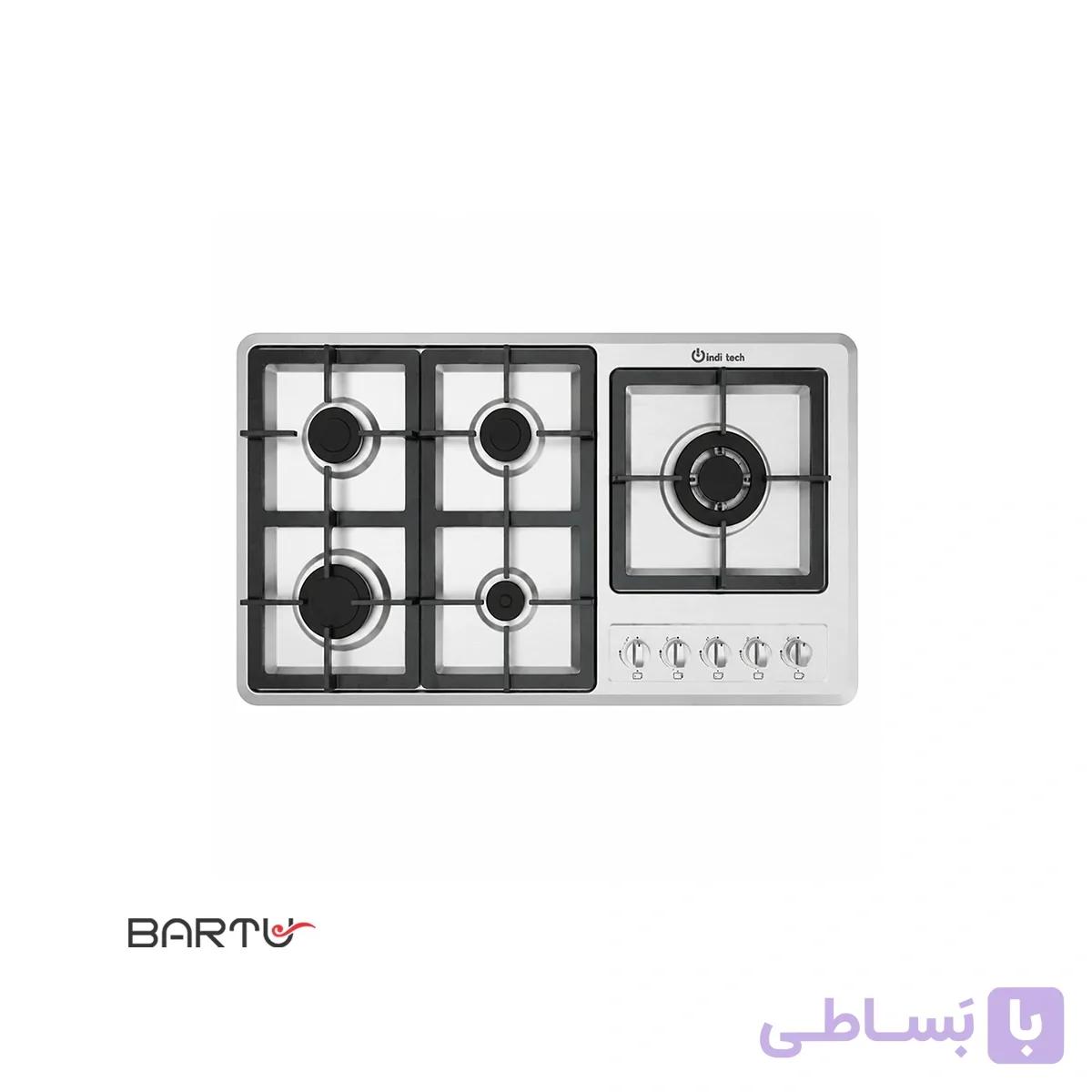 اجاق گاز استیل رومیزی 5 شعله ایندی تک مدل ITS-502 توکار — تصویر 1