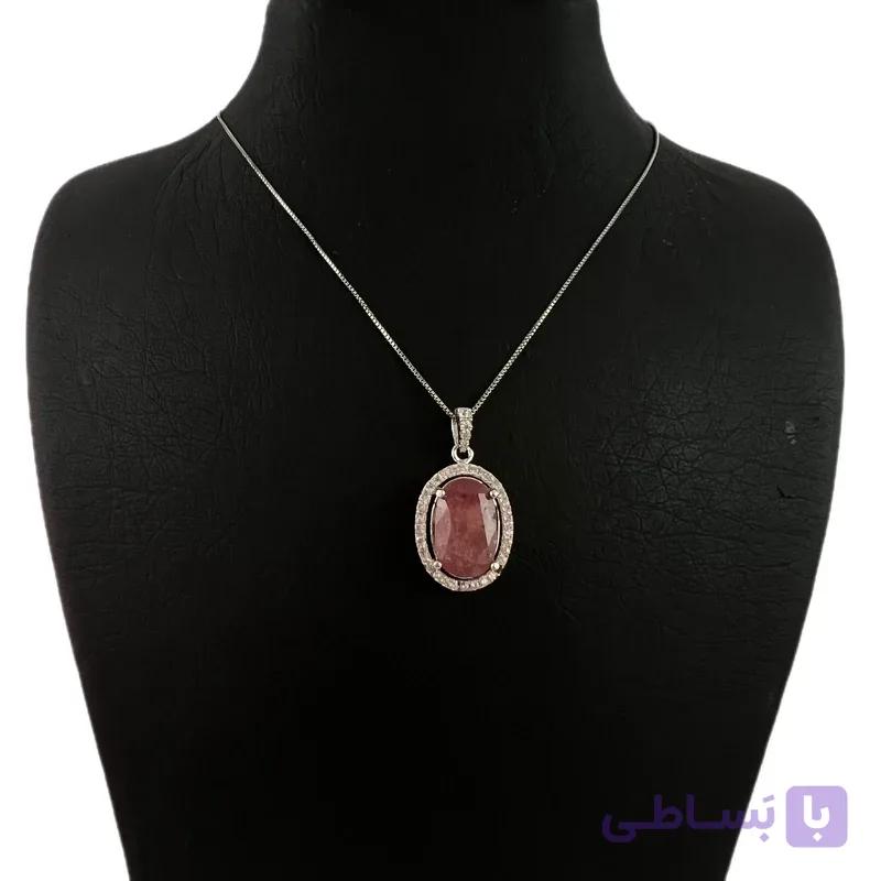 گردنبند نقره زنانه مدل D-67 نگین یاقوت سرخ اصل عیار 925