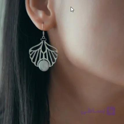 گوشواره نقره زنانه مدل 41DE عیار ۹۲۵ با مروارید باروک پرورشی