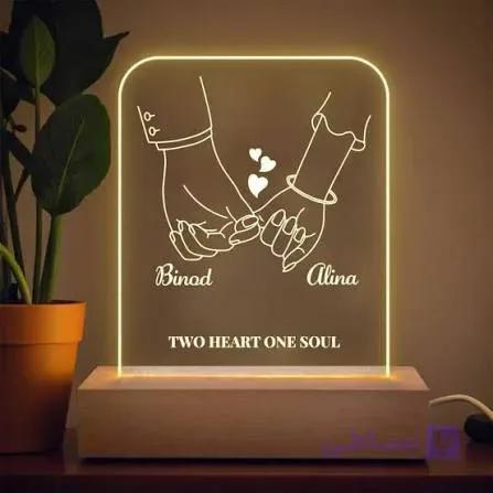 استند نوری طرح عاشقانه TWO HEART ONE SOUL | کادو ولنتاین | کادو عاشقانه
