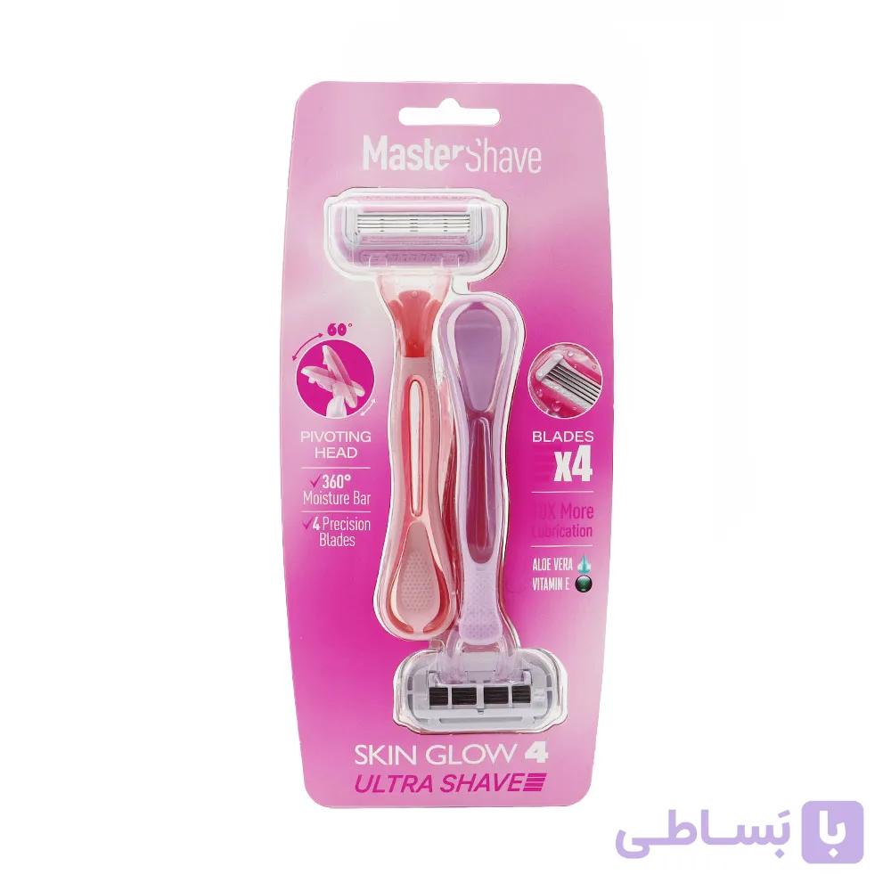 تیغ اصلاح چهار لبه اسکین گلو مستر شیو 2 عدد — تصویر 1