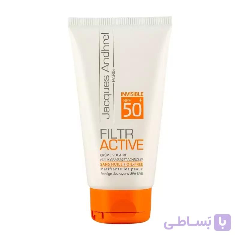 کرم ضد آفتاب بی رنگ ژاک آندرل پاریس حاوی نرم کننده SPF 50 مناسب پوست چرب ومختلط مستعد آکنه حجم 50 میلی لیتر