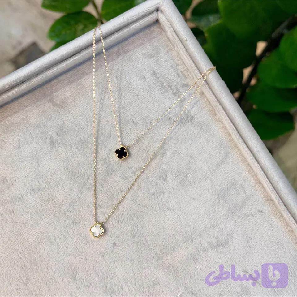 گردنبند مینیمال ونکلیف تک گل سنگ رنگی متنوع 1/3 گرمی