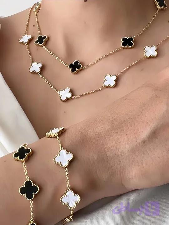 گردنبند ونکلیف سنگ 5 گل با رنگ متنوع