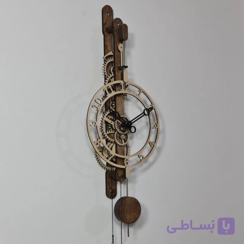 ساعت دیواری چوبی چرخ دنده ای مکانیکی رشنو چوب کد 4001 — تصویر 1