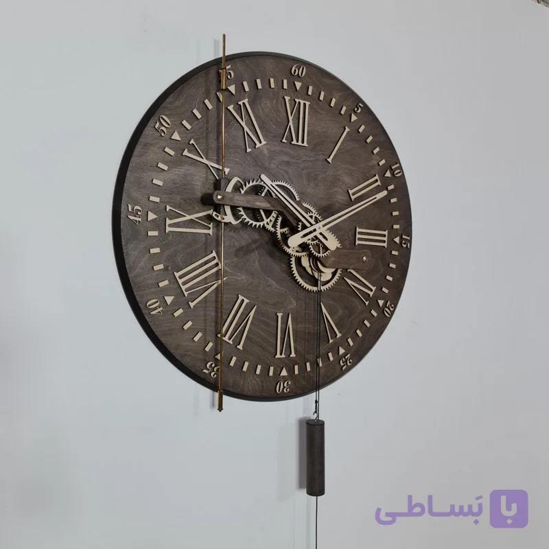 ساعت دیواری چوبی چرخ دنده ای مکانیکی رشنو چوب کد 4004 — تصویر 1