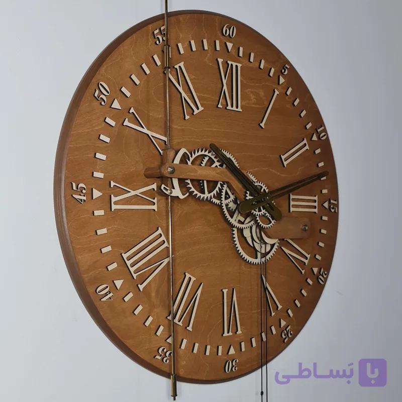 ساعت دیواری چوبی چرخ دنده ای مکانیکی رشنو چوب کد 4003 — تصویر 1