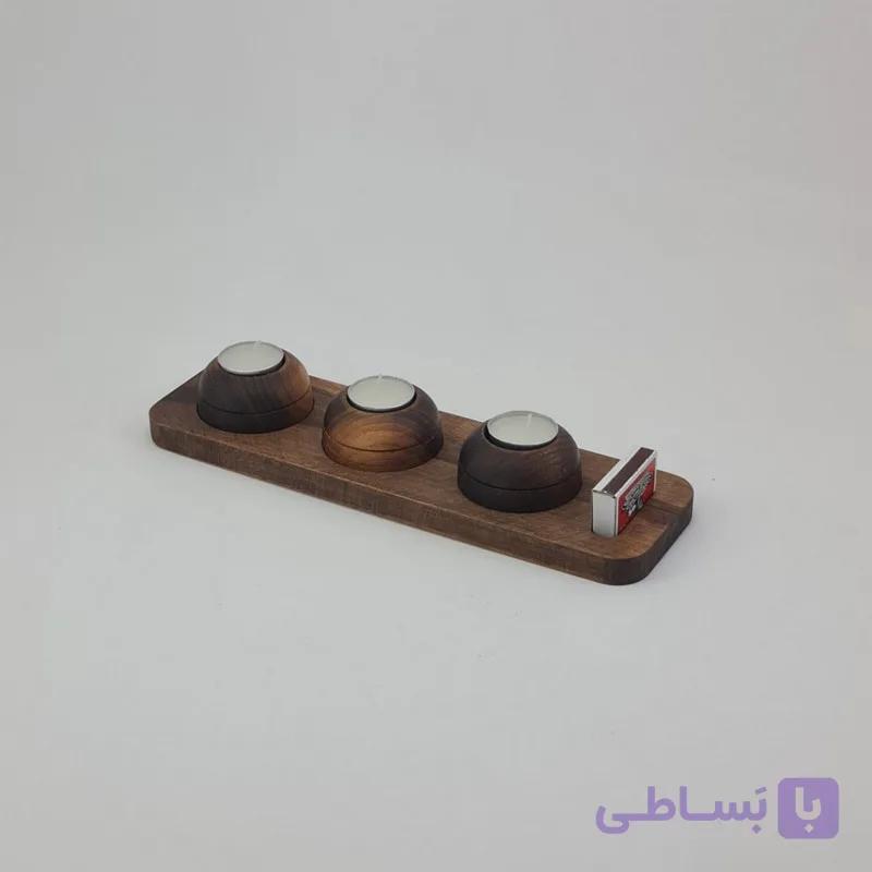 جا شمعی چوبی مدل Walnut Glow — تصویر 1