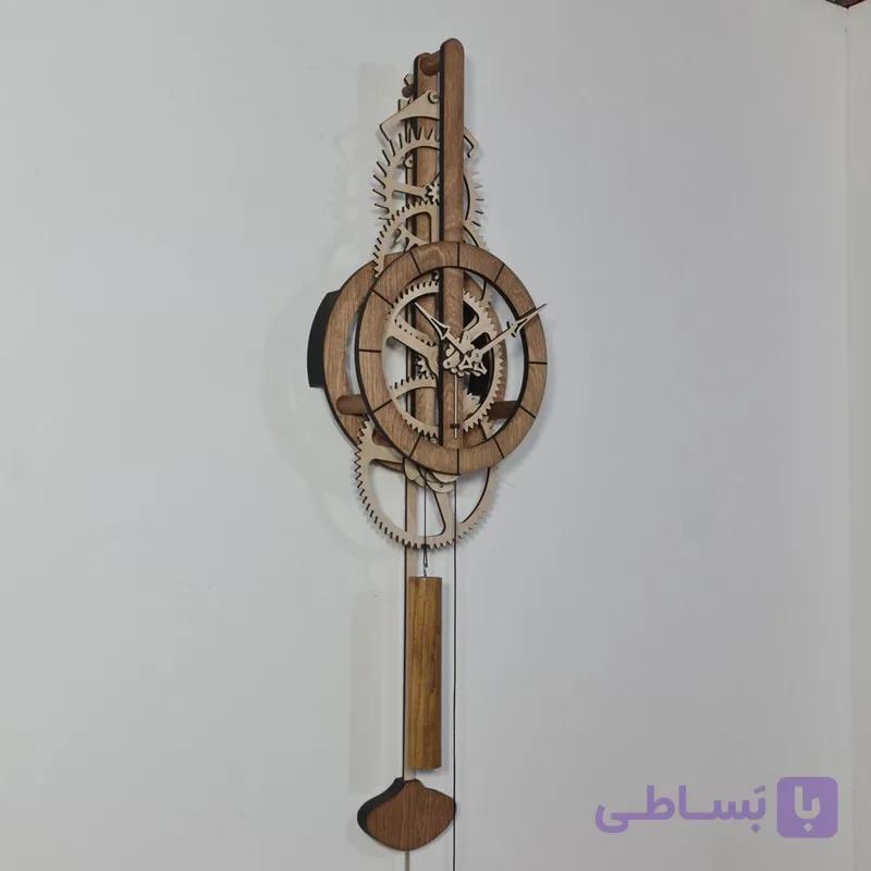 ساعت دیواری چوبی چرخ دنده ای مکانیکی رشنو چوب کد 4002 — تصویر 1