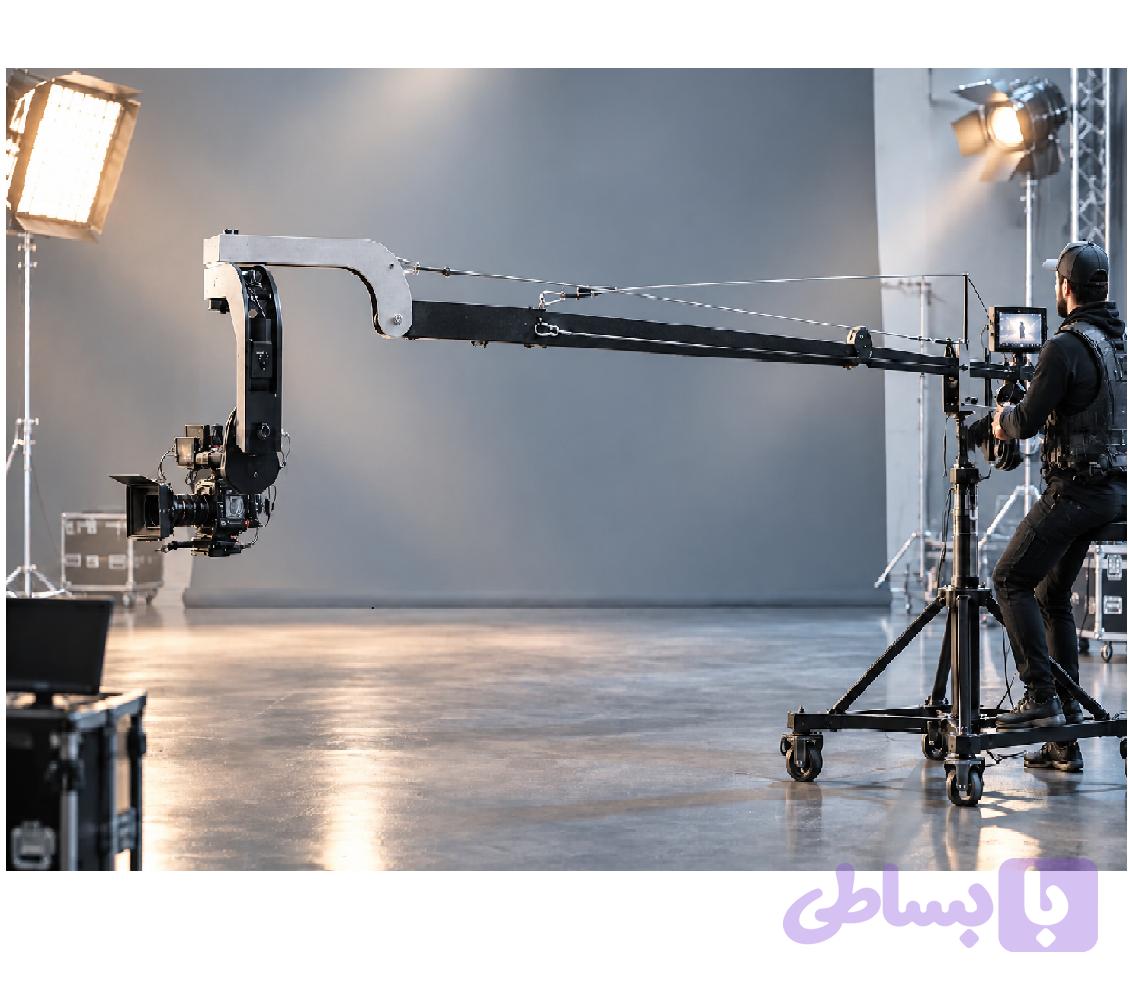 کرین فیلمبرداری برقی 6 متر ارتفاع دوربین از زمین فول آپشن هد دیجیتال dslr — تصویر 1