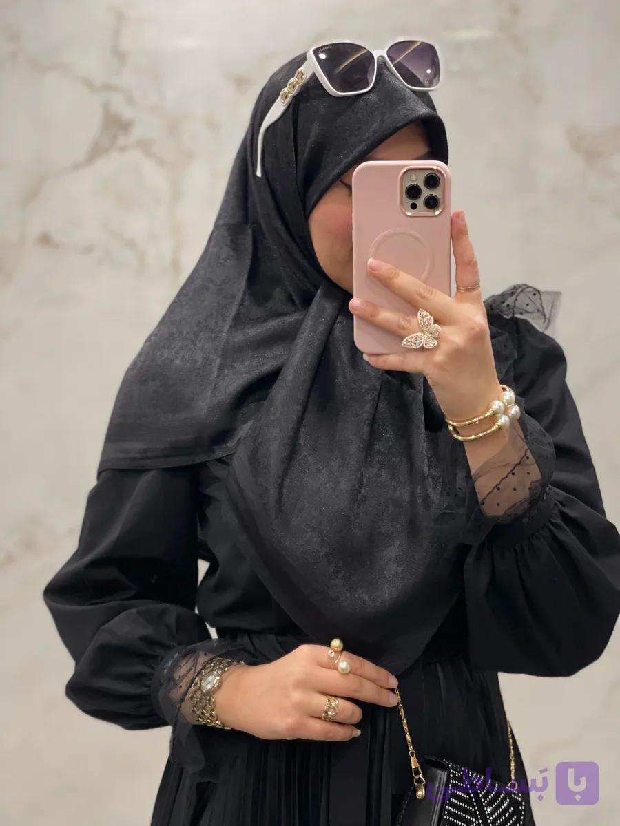 روسری ابریشم ژاکارد لمه دار
