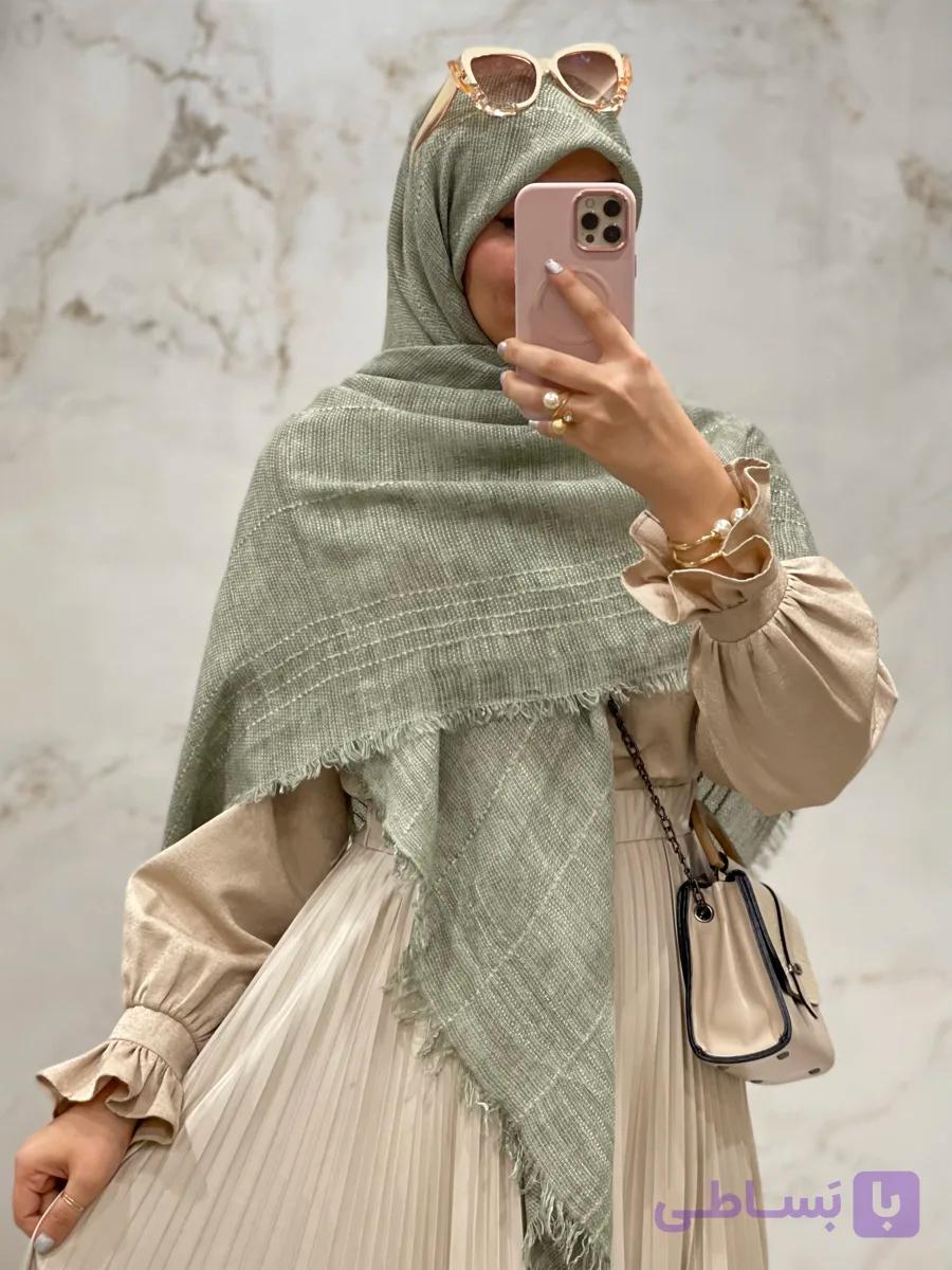 روسری نخی حصیری لمه دار وارداتی کد ۱۰۱