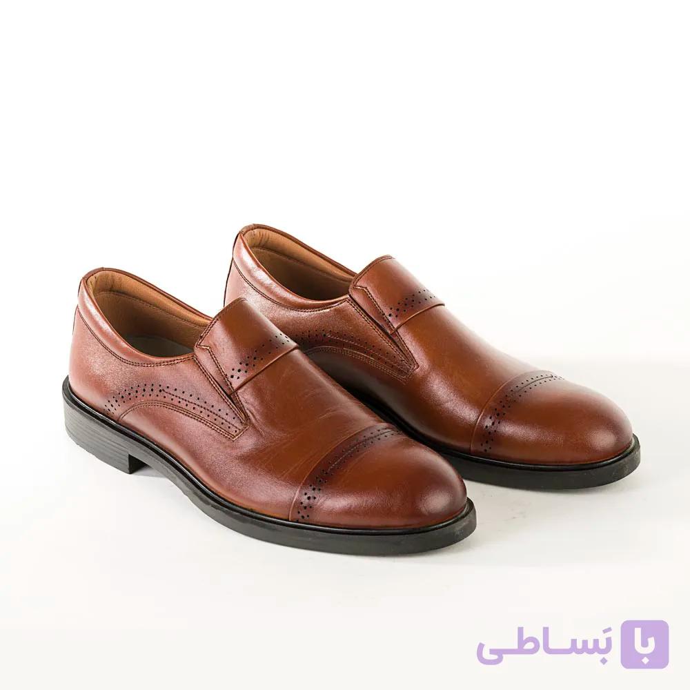 کفش مردانه چرم پاتن مدل 6080 بدون بند