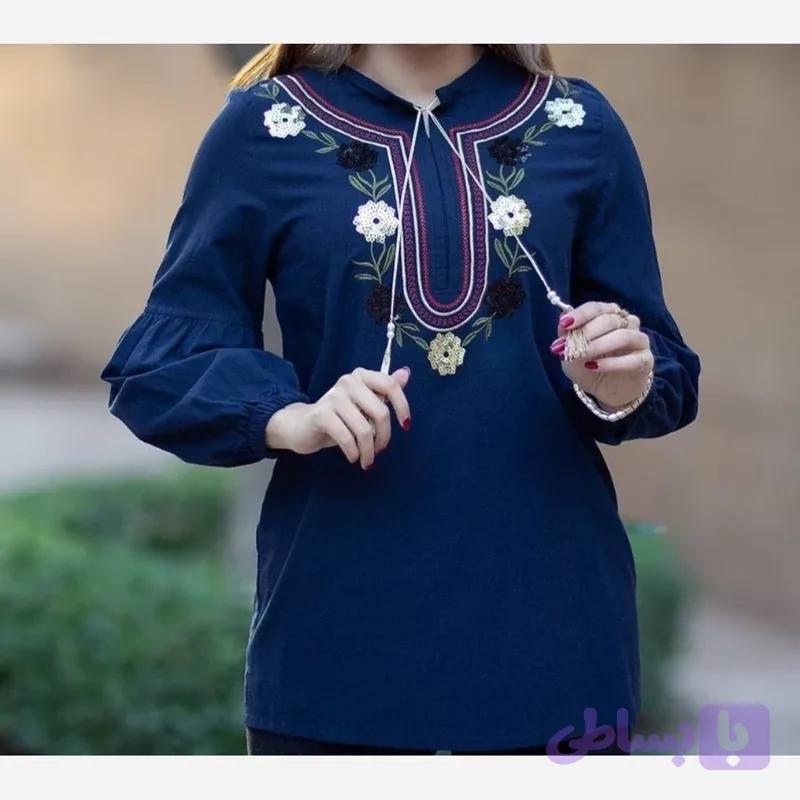 شومیزنخی زنانه گلدوزی شده بدون آبرفت