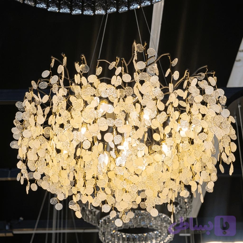لوستر مدرن درختی لوستکو با کریستال سکه‌ای وارداتی