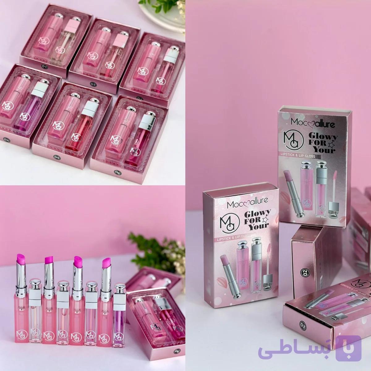 پک رژ لب و برق لب دوقلو موک آلور- مدل Glowy For Your