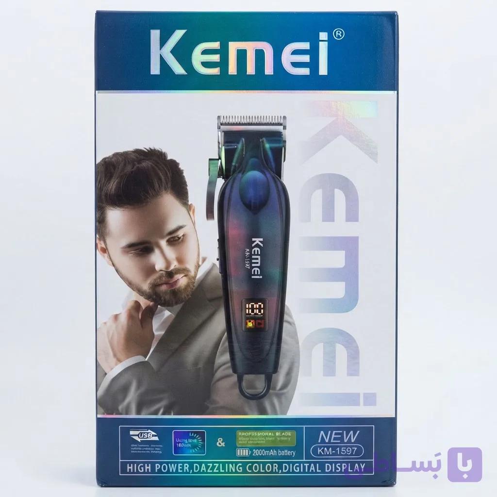 ماشین اصلاح Kemei KM-1597؛ حرفه‌ای، قابل شارژ با نمایشگر LCD