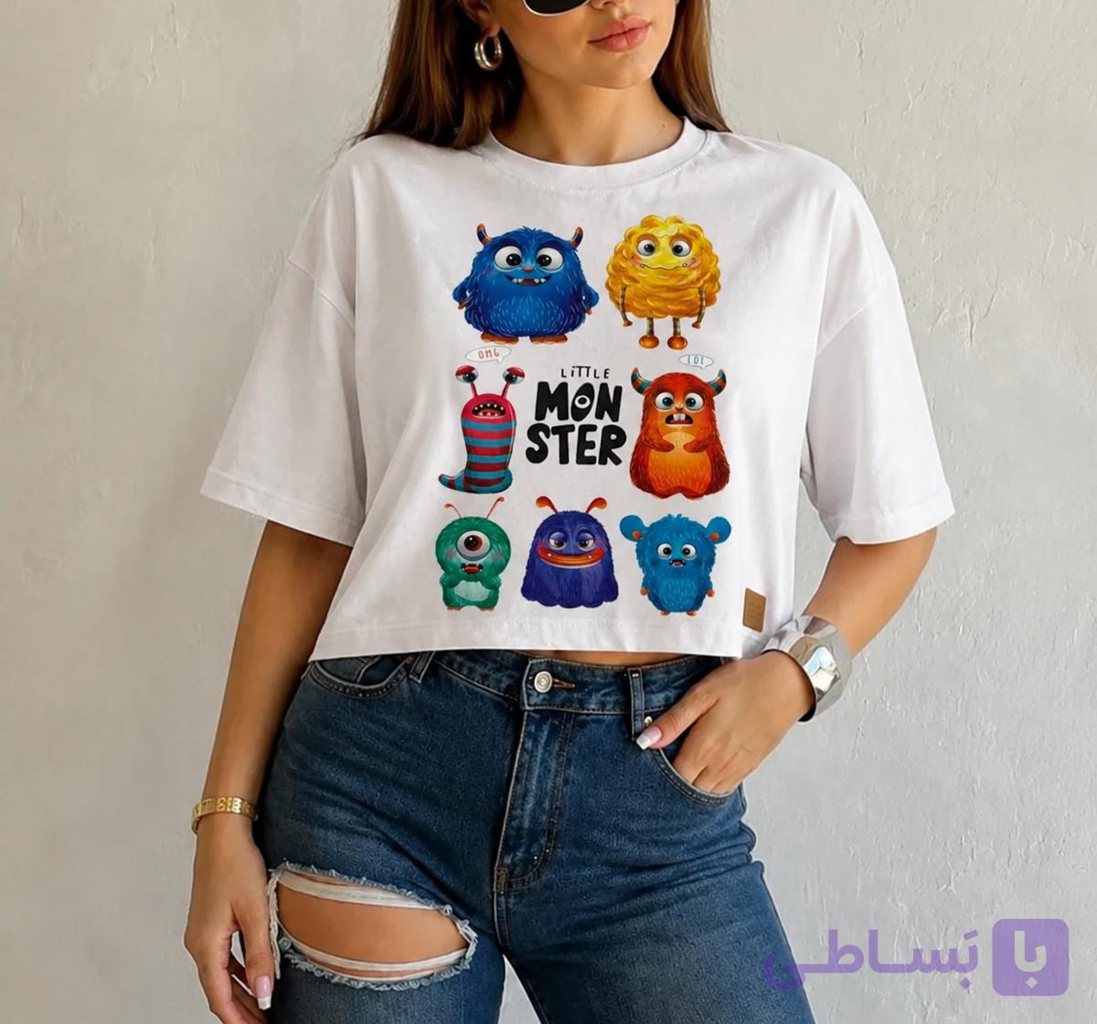 تیشرت کراپ طرح Little Monster — تصویر 1