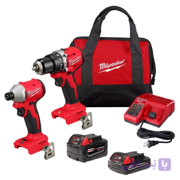 کیت دریل چکشی و ایمپکت شارژی 18 ولت میلواکی مدل Milwaukee 3693-22CX