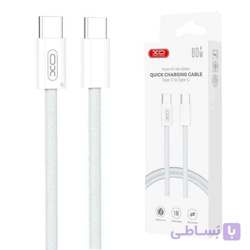 کابل دو سر تایپ سی فست شارژ 60 وات ایکس او XO-NB-Q260A طول 1 متر — تصویر 1