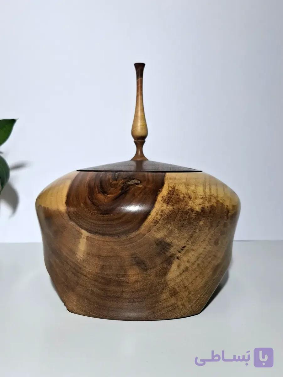 شکلات خوری چوبی درب دار چوب گردو دو رنگ نیمه روستیک — تصویر 1