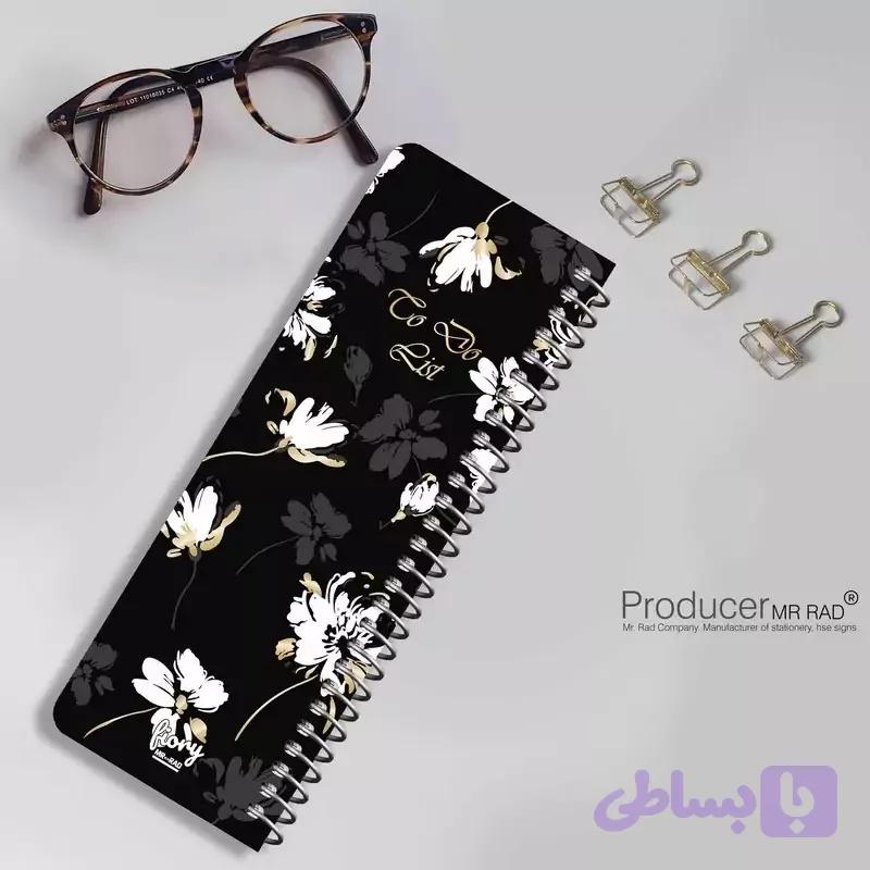 دفترچه یادداشت مستر راد مدل to do list طرح گل آرزوها کد fiory 1825 مشکی