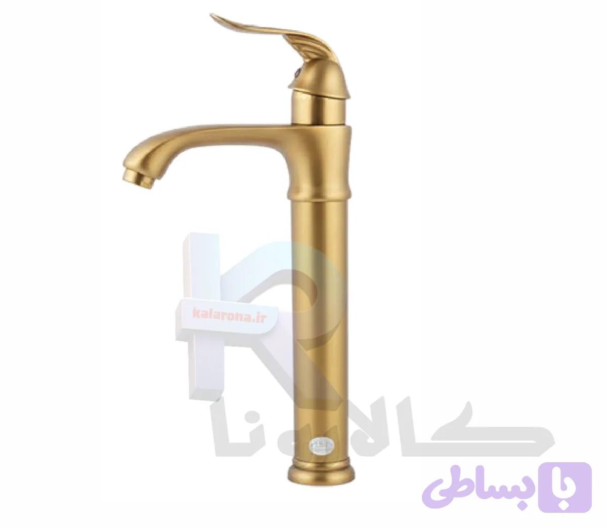 شیر‏ ‏روشویی مدل ‎F6T6 طلایی مات پایه بلند