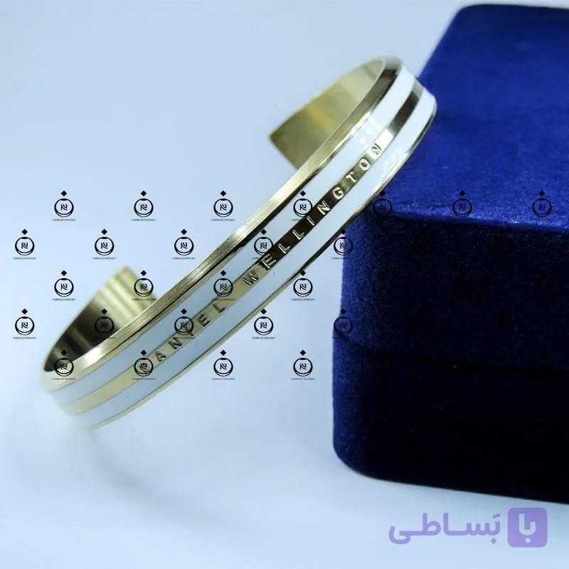 دستبند کاف میناکاری دنیل گلد سفید — تصویر 1