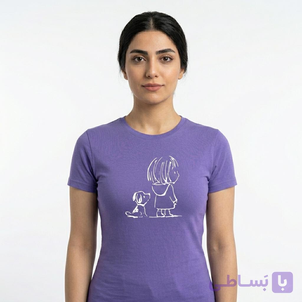 تیشرت زنانه مدل دختر و هاپو